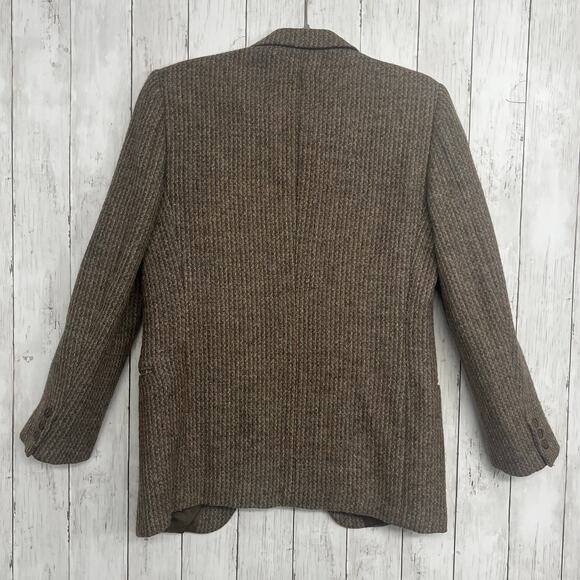 Vintage Woolmark Pura Lana Vergine Brown Tweed 2 Button Pockets Blazer - Picture 2 of 11